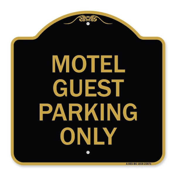 Signmission Designer Series Sign Motel Guest Parking Only, Black & Gold Aluminum Sign, 18" x 18", BG-1818-23871 A-DES-BG-1818-23871 - main